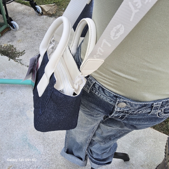 BETSEY JOHNSON DENIM BUTTERFLY LUV BETSEY SATCHELw/POUCH - Picture 5 of 6